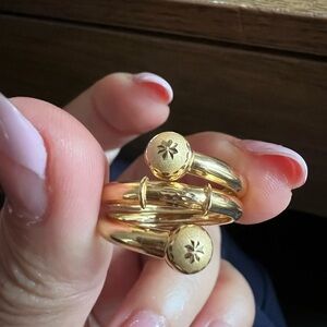 18k solid gold Double ball spiral ring